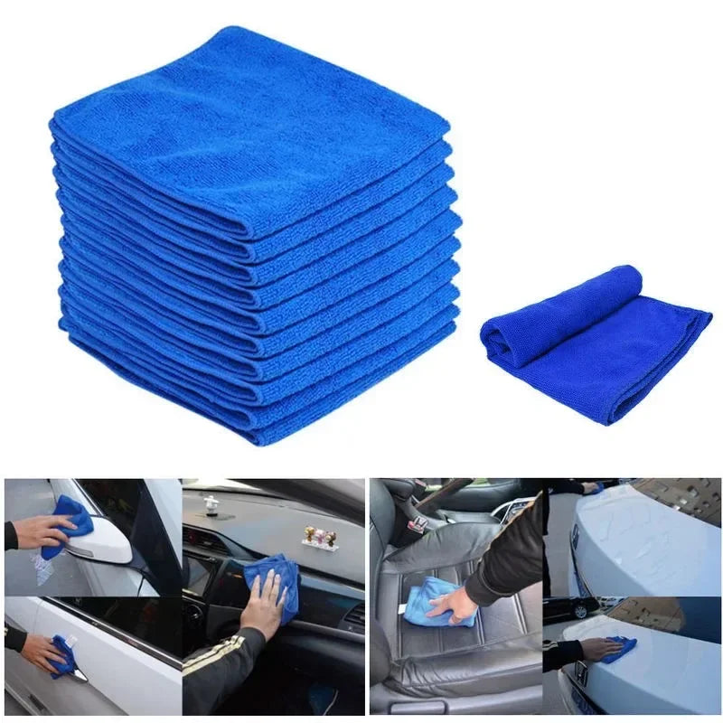 Ultra Soft Microfiber Cleaning Towels - Scratch-Free, High Absorbency, Quick Dry - Blue